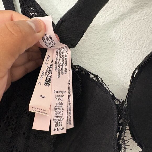 Victoria's Secret Black Lace Push-Up Bra Underwire New Size 34B - Picture 8 of 8